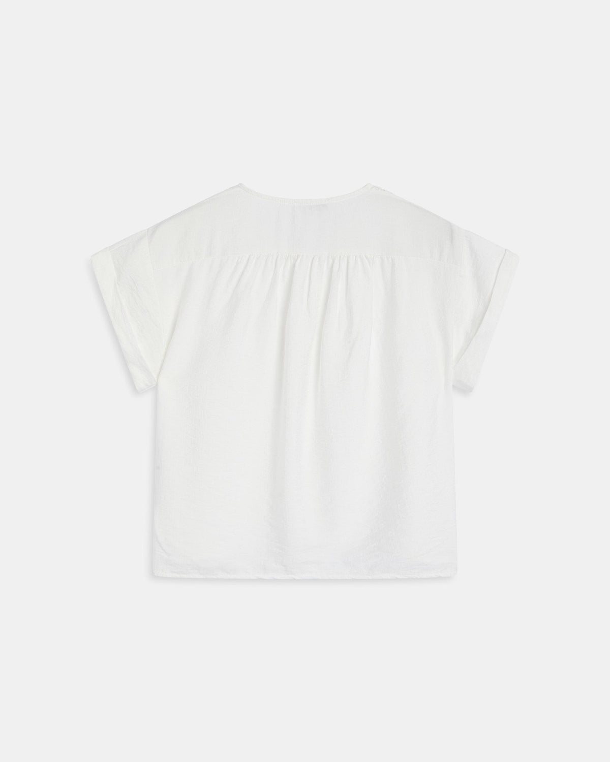 Blusa Fluida Escote Pico Botones Blanca