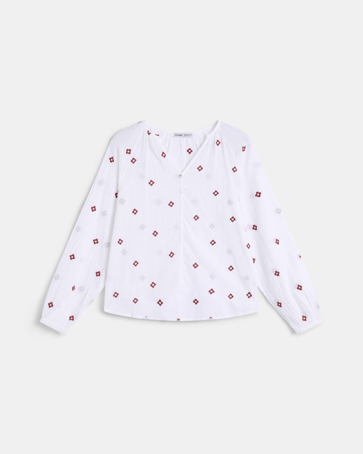 White Floral Embroidered Blouse