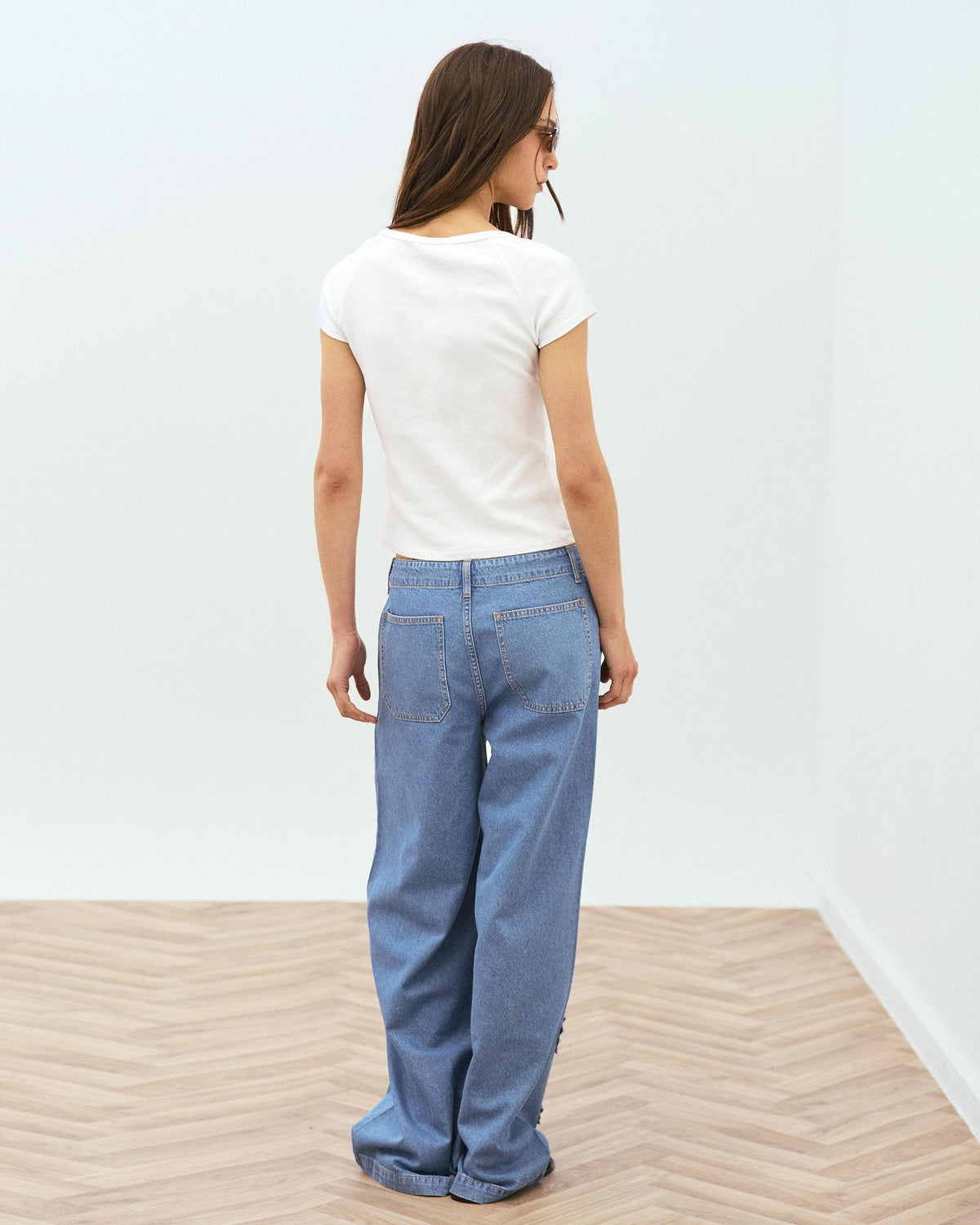Jeans Parches Florales Azul