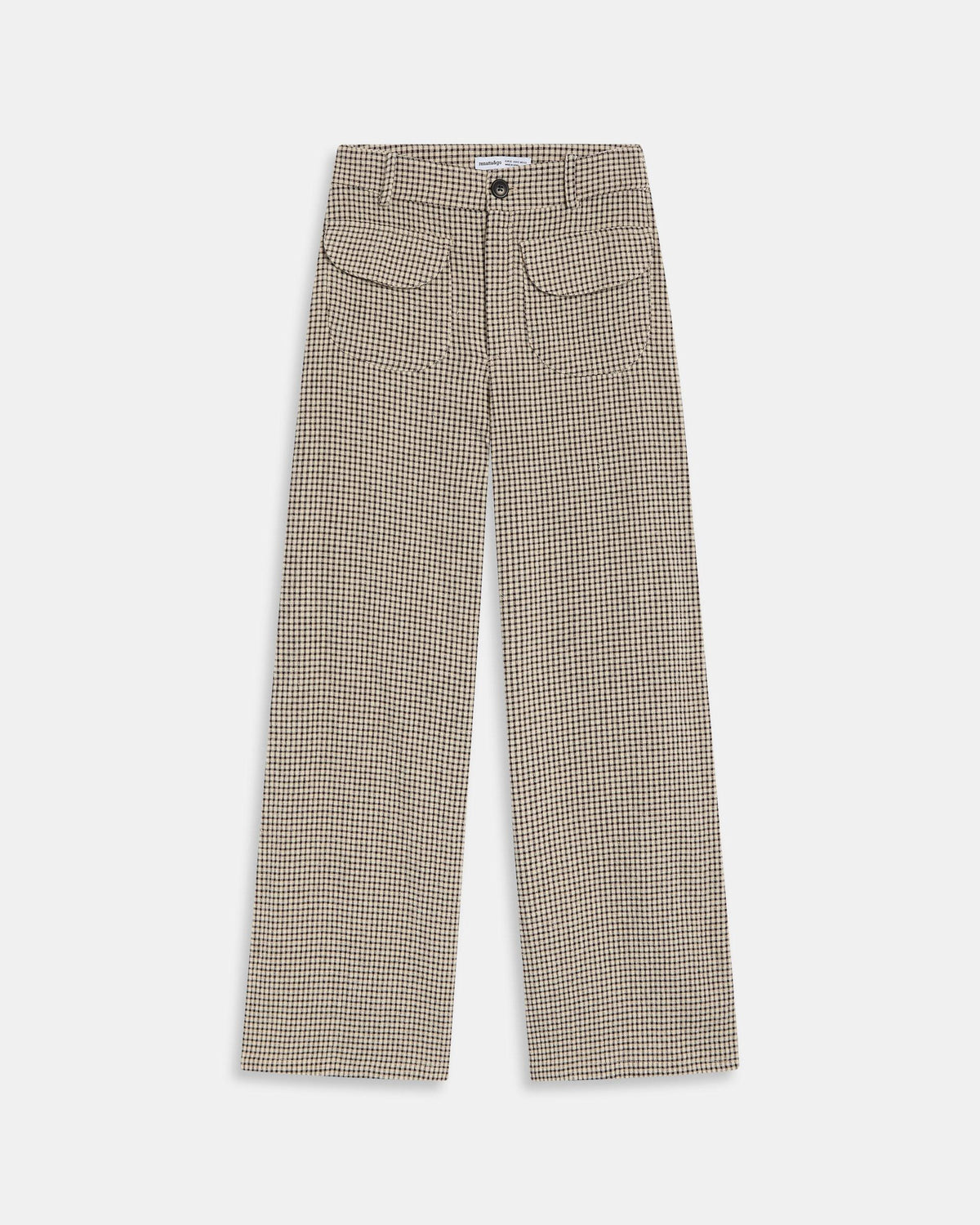 Beige Karohose aus Seersucker