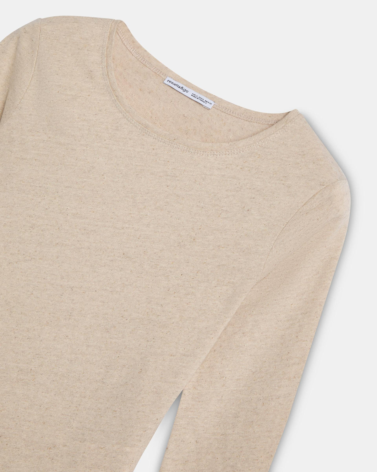 Camiseta Básica Manga Francesa Beige