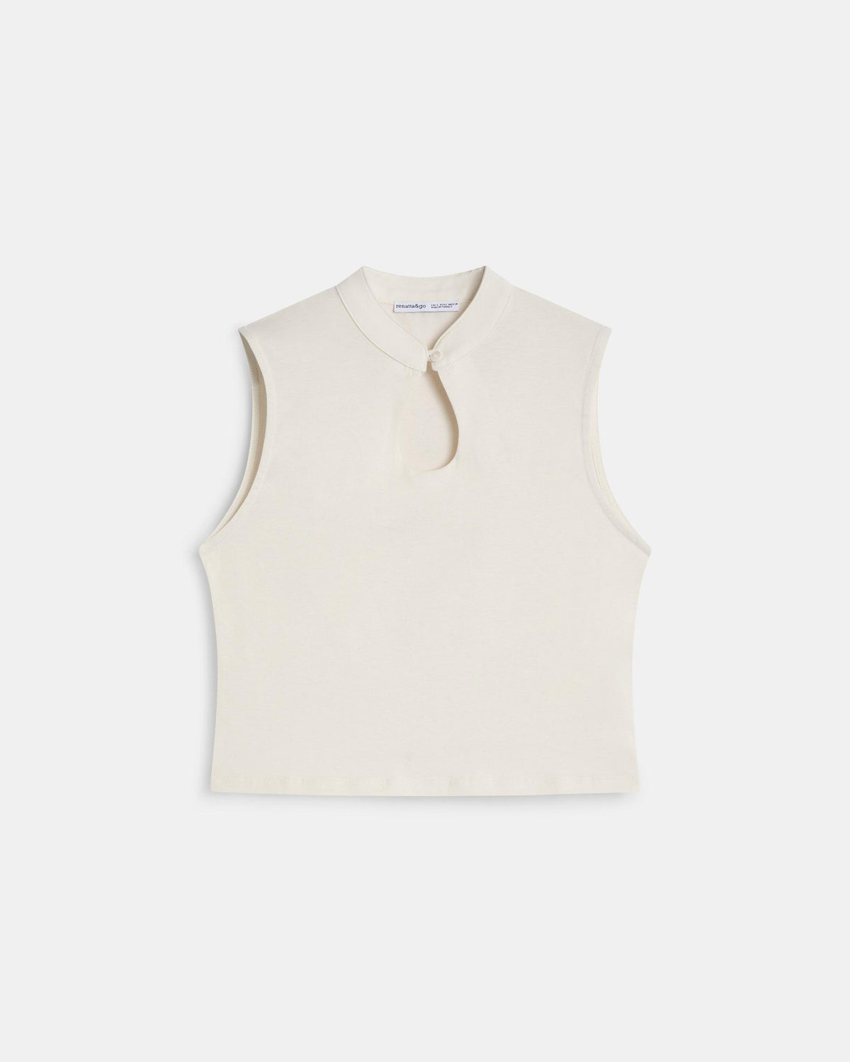 White Sleeveless Keyhole T-shirt