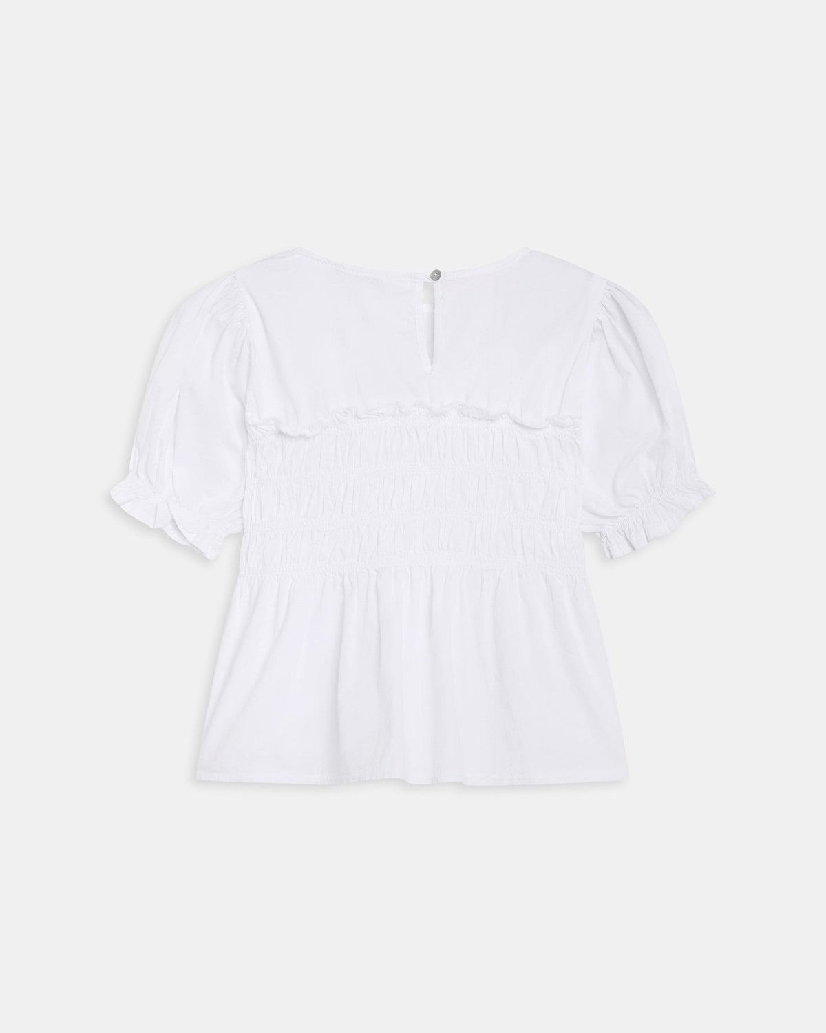 Blusa Manga Abullonada Gomas Blanca