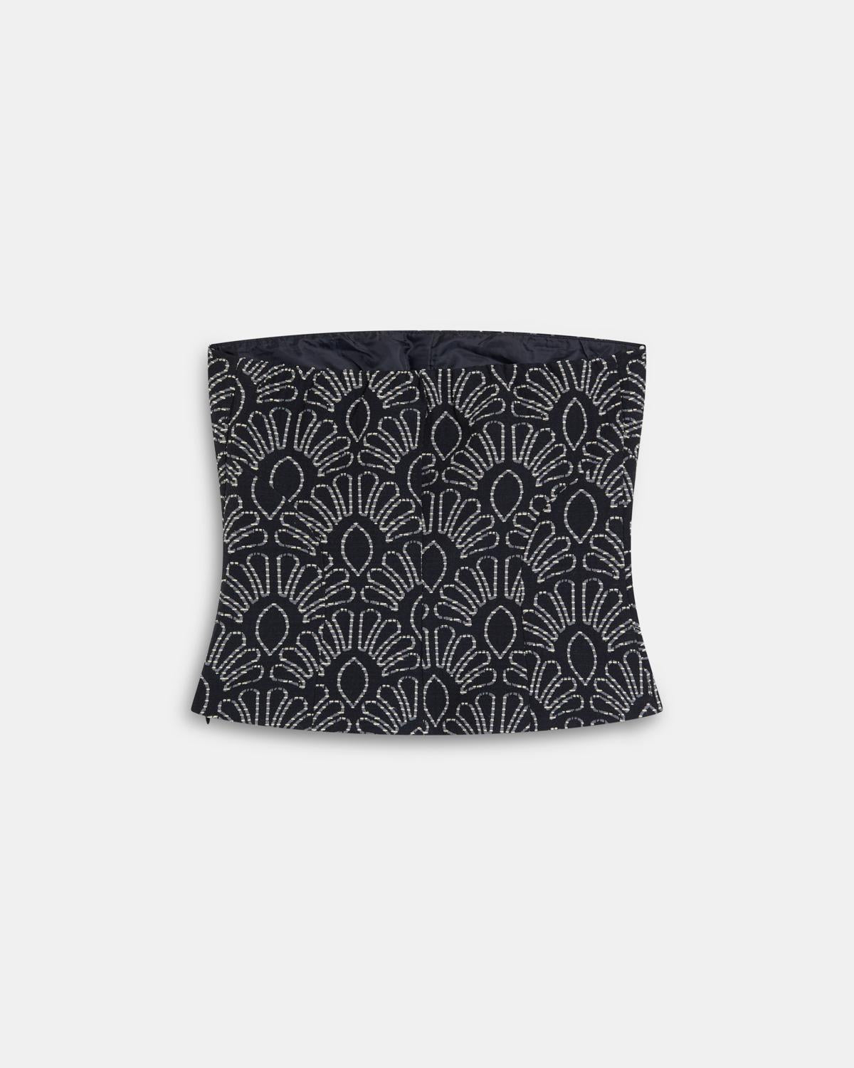 Marineblaues trägerloses Top mit Print