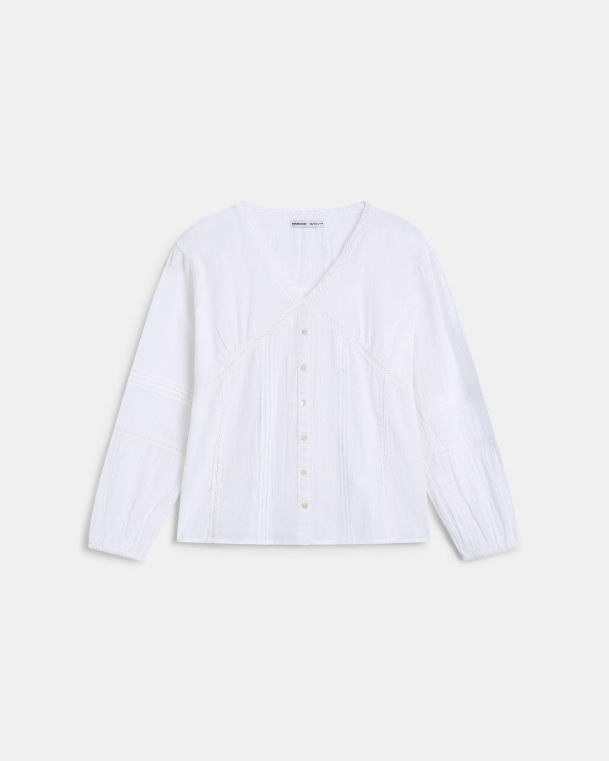 Blusa Escote Pico Puntillas Blanca