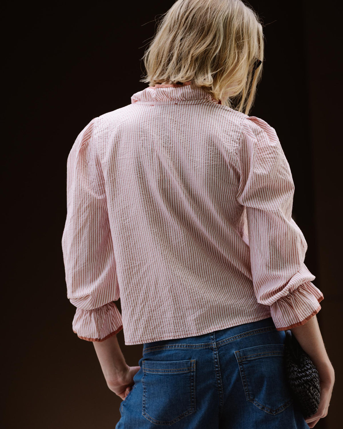 Camisa Volante Lateral Ribete Rosa