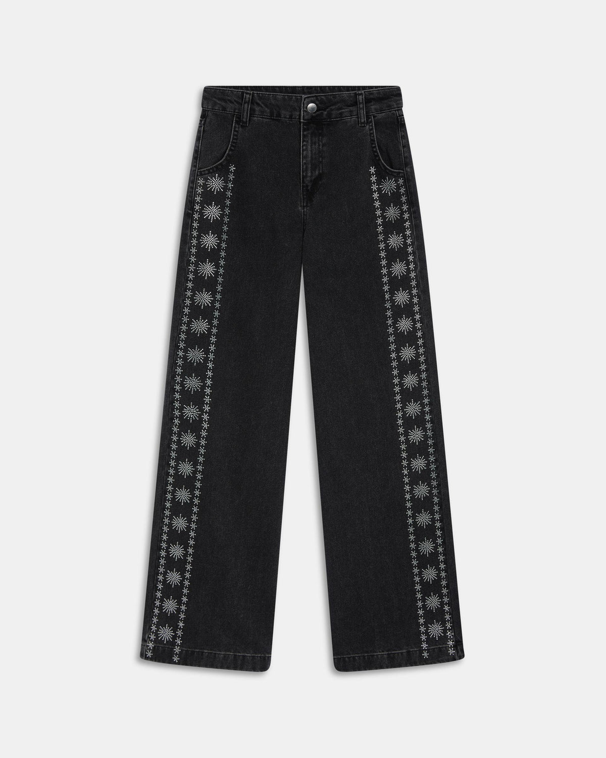 Jeans Brillos Laterales Antracita