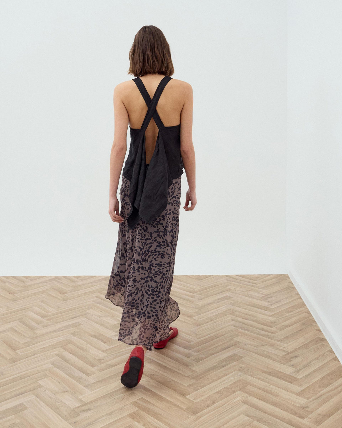 Brown Animal Print Asymmetric Skirt