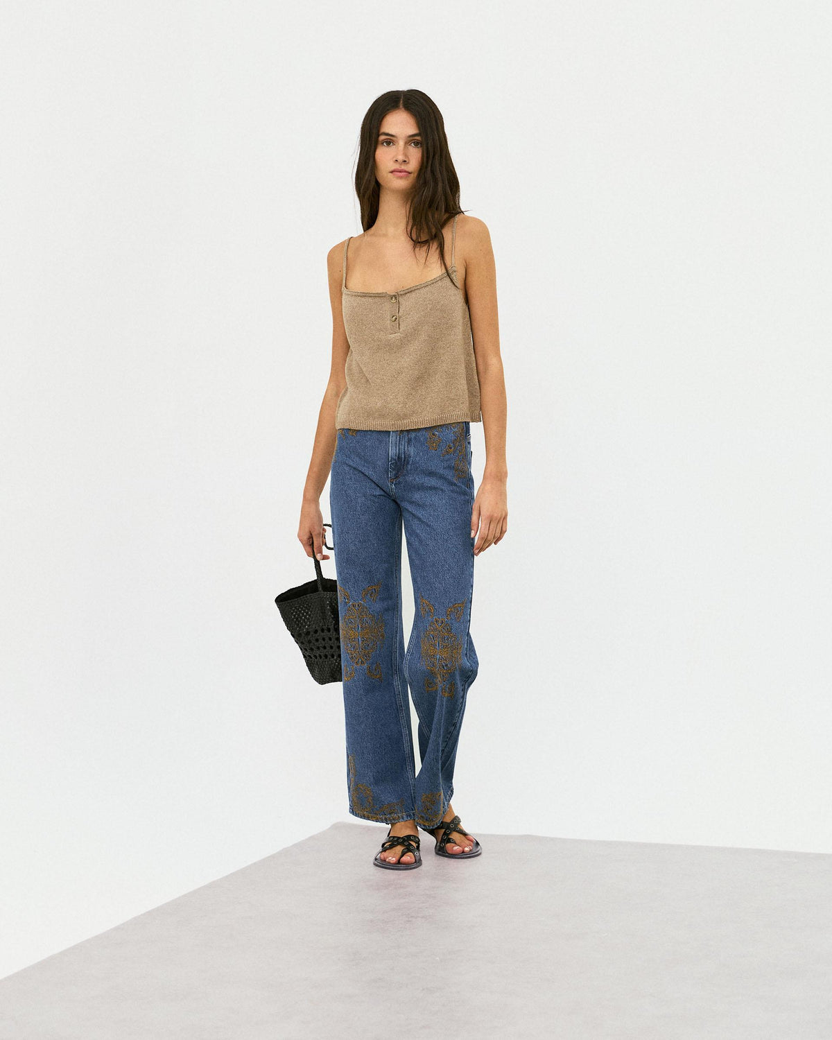 Blue Ethnic Embroidered Jeans