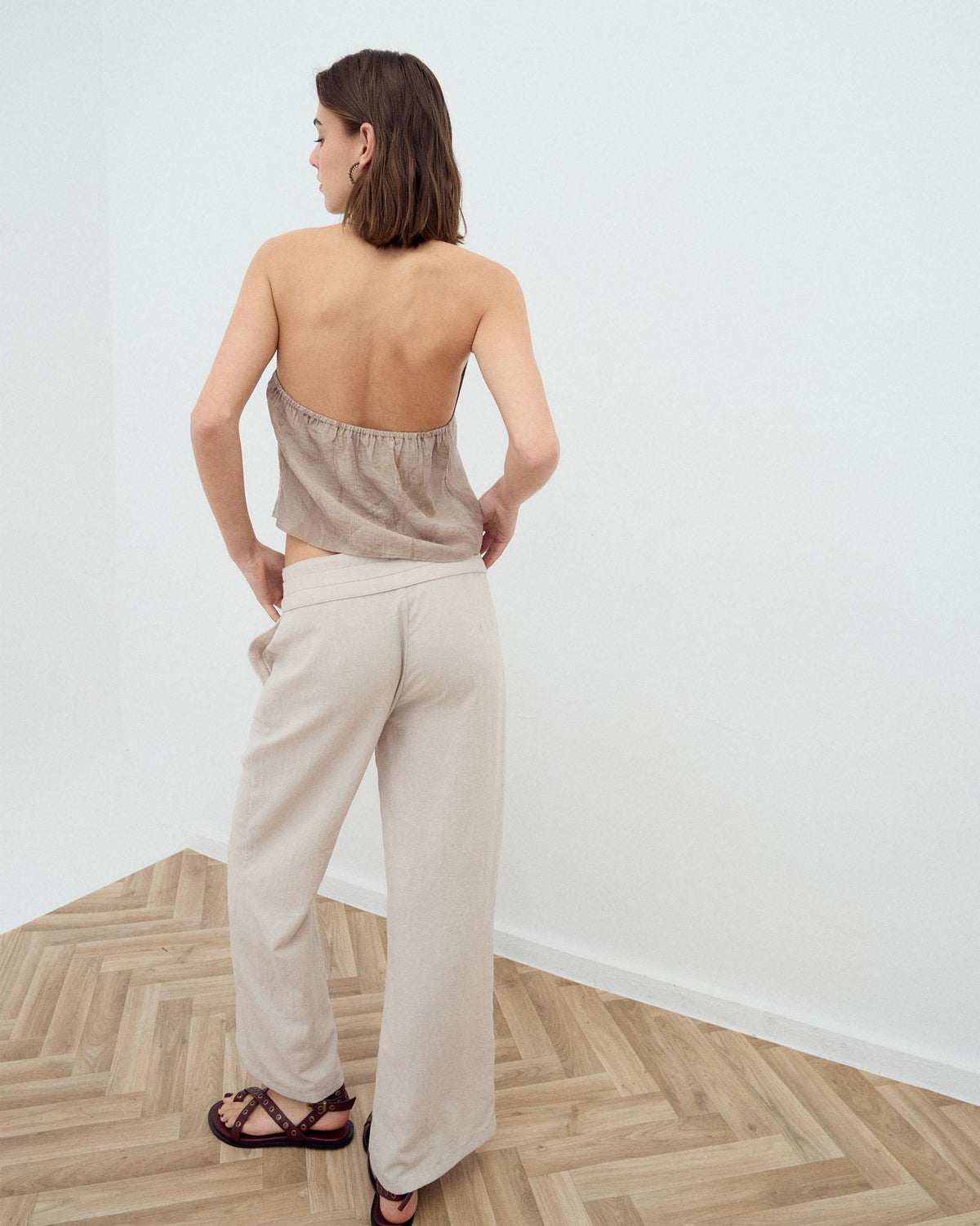 Pantalón Detalle Cinturilla Crudo