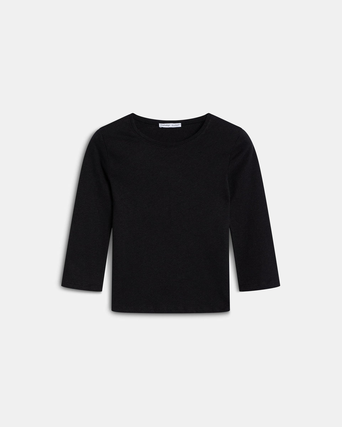 Schwarzes Basic-T-Shirt mit französischem Arm