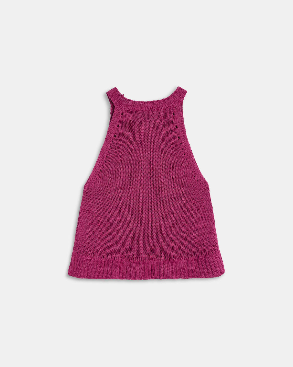 Pink Ribbed Sleeveless Round-Neck Top