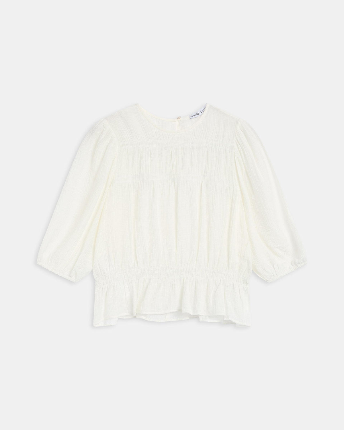 Blusa Gomas Manga Francesa Blanca