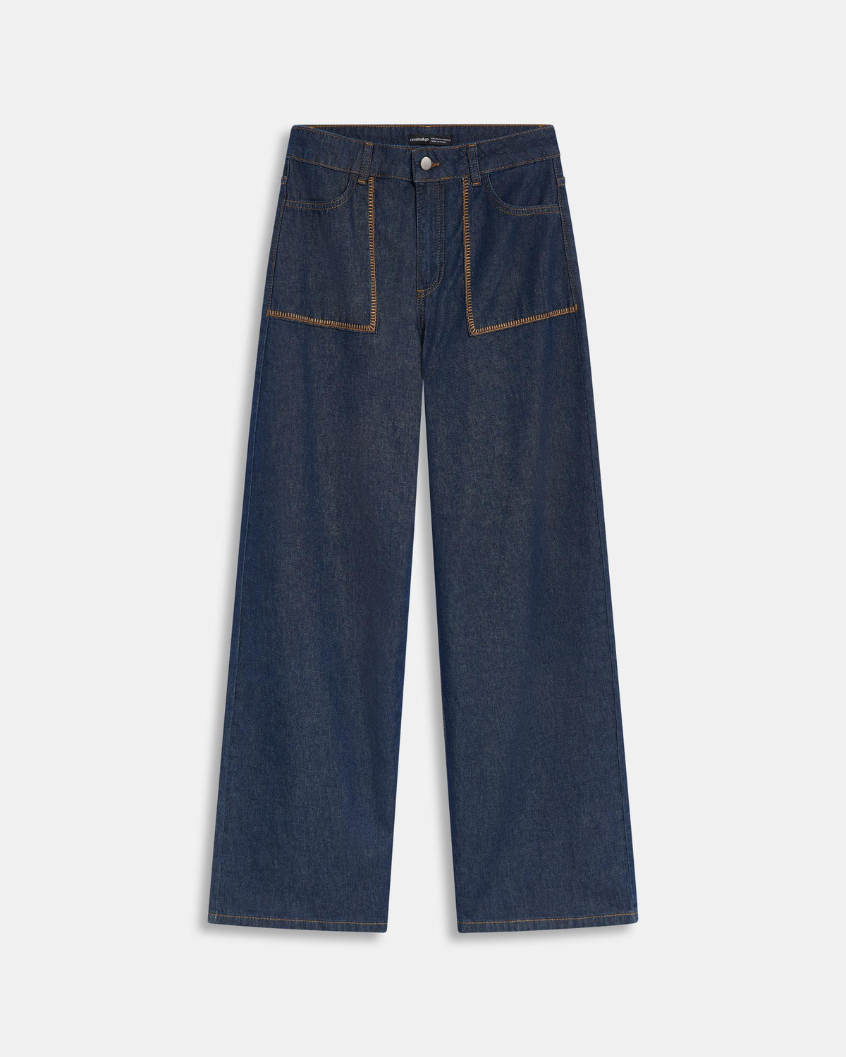Dark Blue Jeans with Contrast-Stitch Pockets