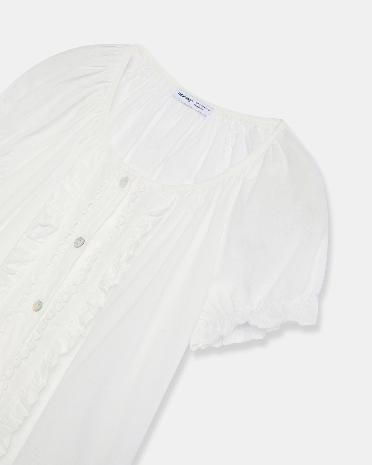 White Buttoned Blouse with Wavy Ruffles