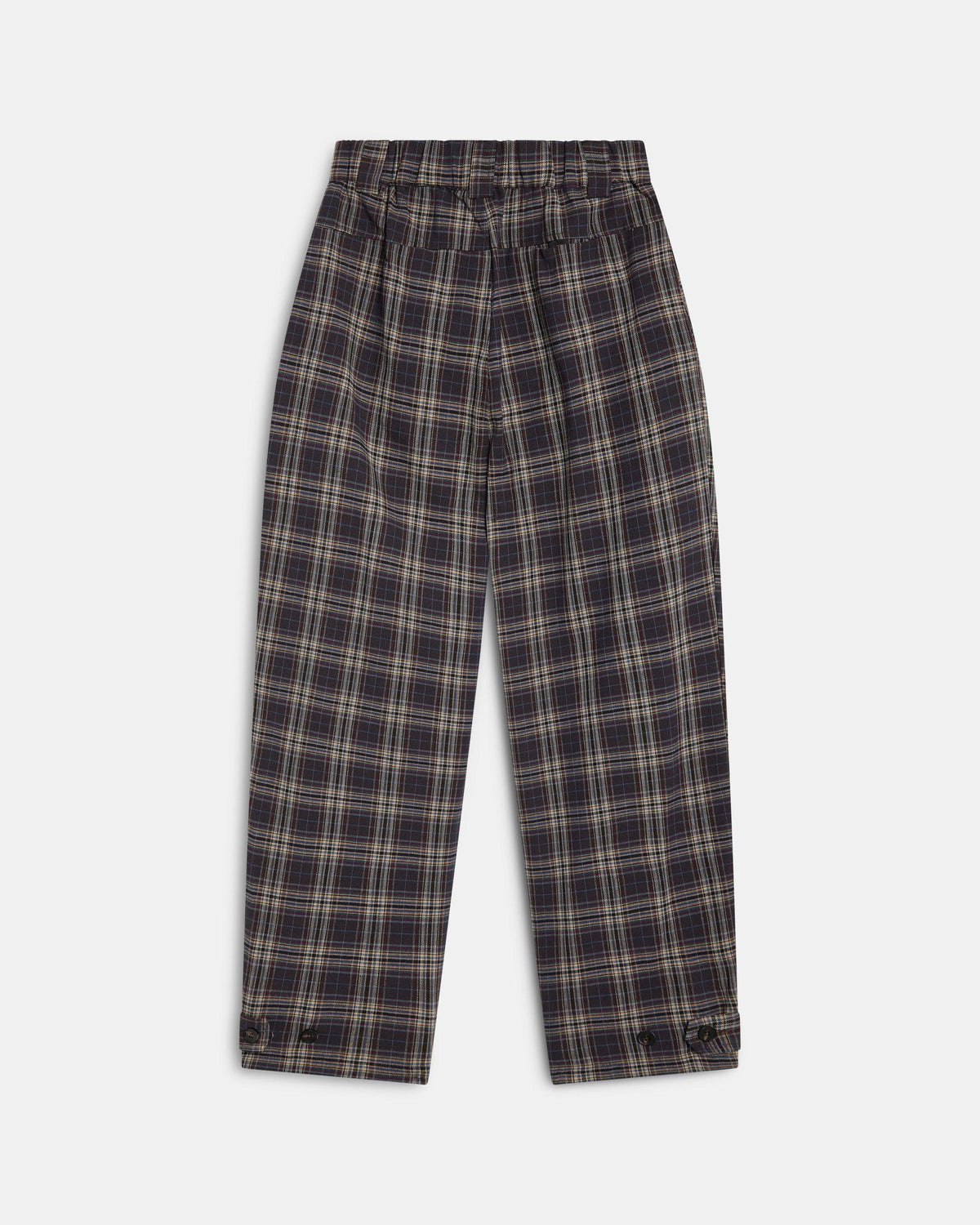 Pantalon Empiècement Carreaux Marron