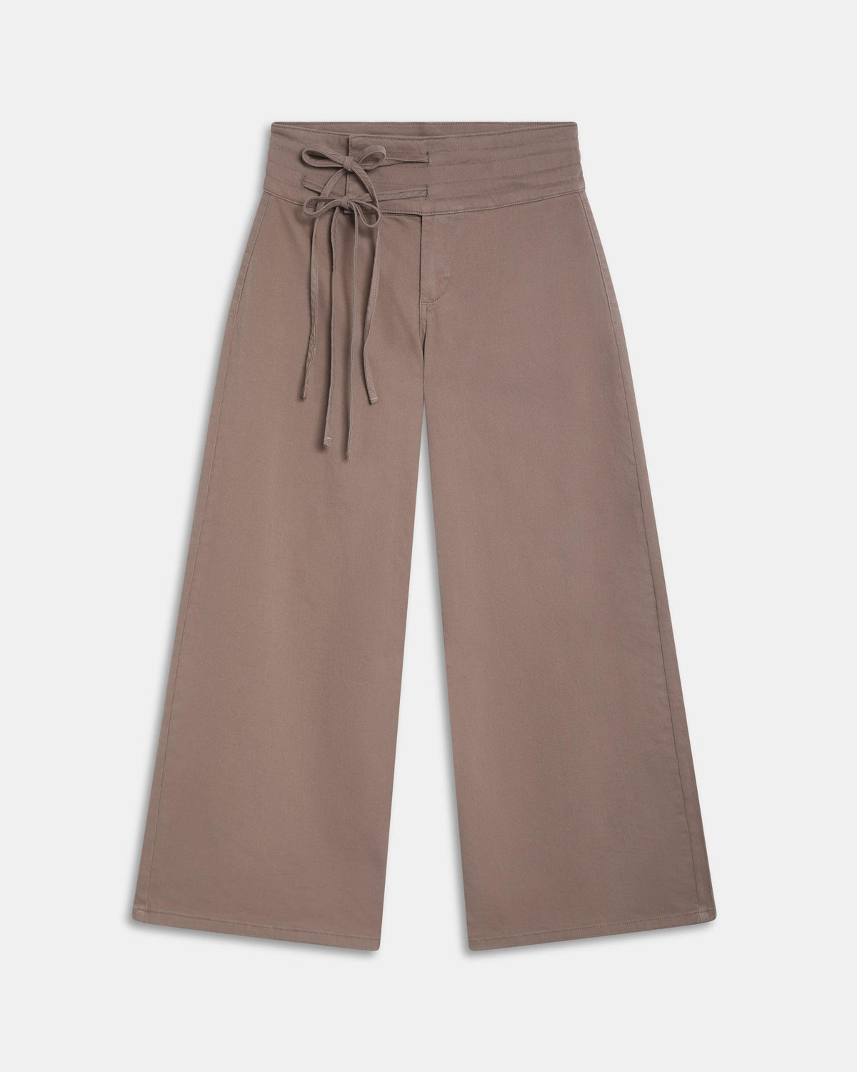 Taupe Triple Waistband Tie-Side Jeans