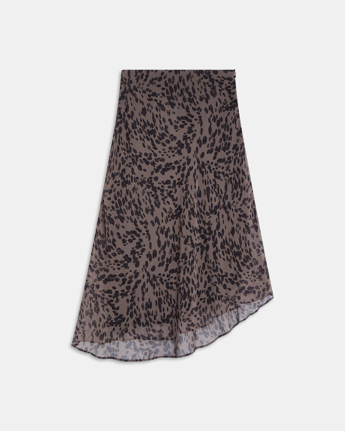 Brown Animal Print Asymmetric Skirt