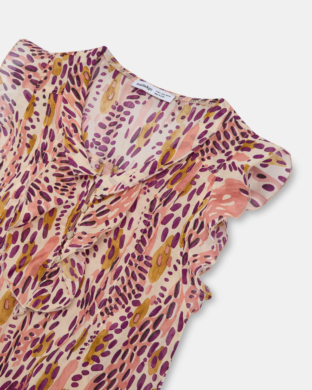 Blusa Sin Mangas Estampado Manchas Rosa