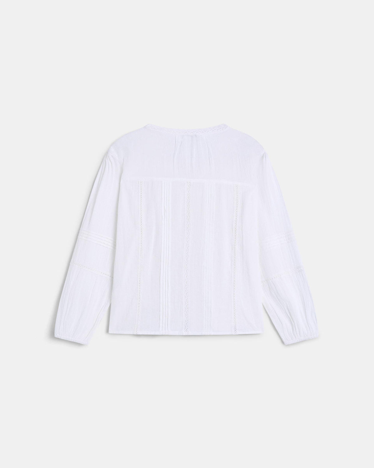 Blusa Escote Pico Puntillas Blanca
