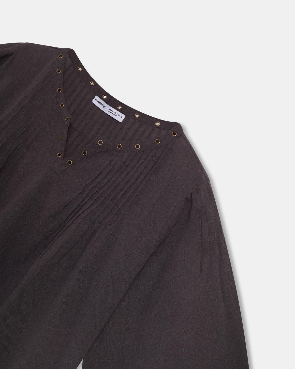 Anthrazitfarbene Bluse mit Ösen