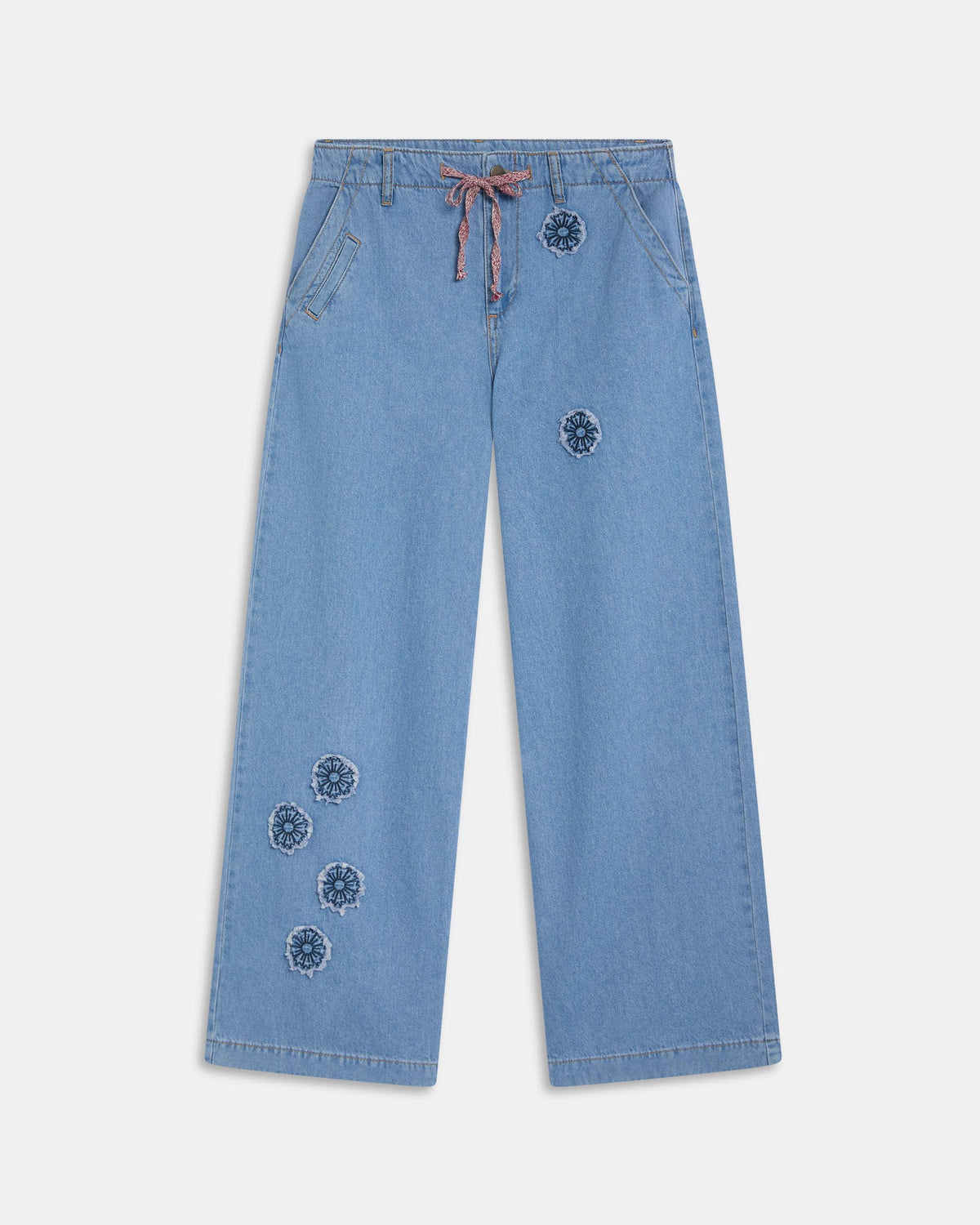 Jeans Parches Florales Azul