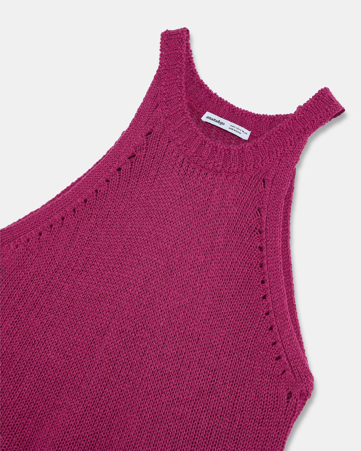 Pink Ribbed Sleeveless Round-Neck Top