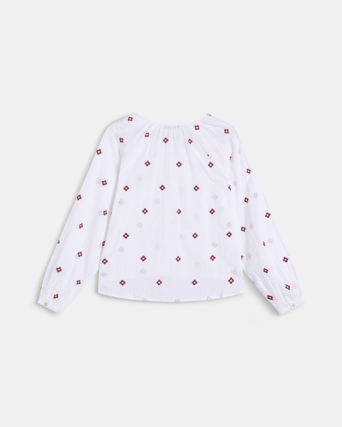 White Floral Embroidered Blouse