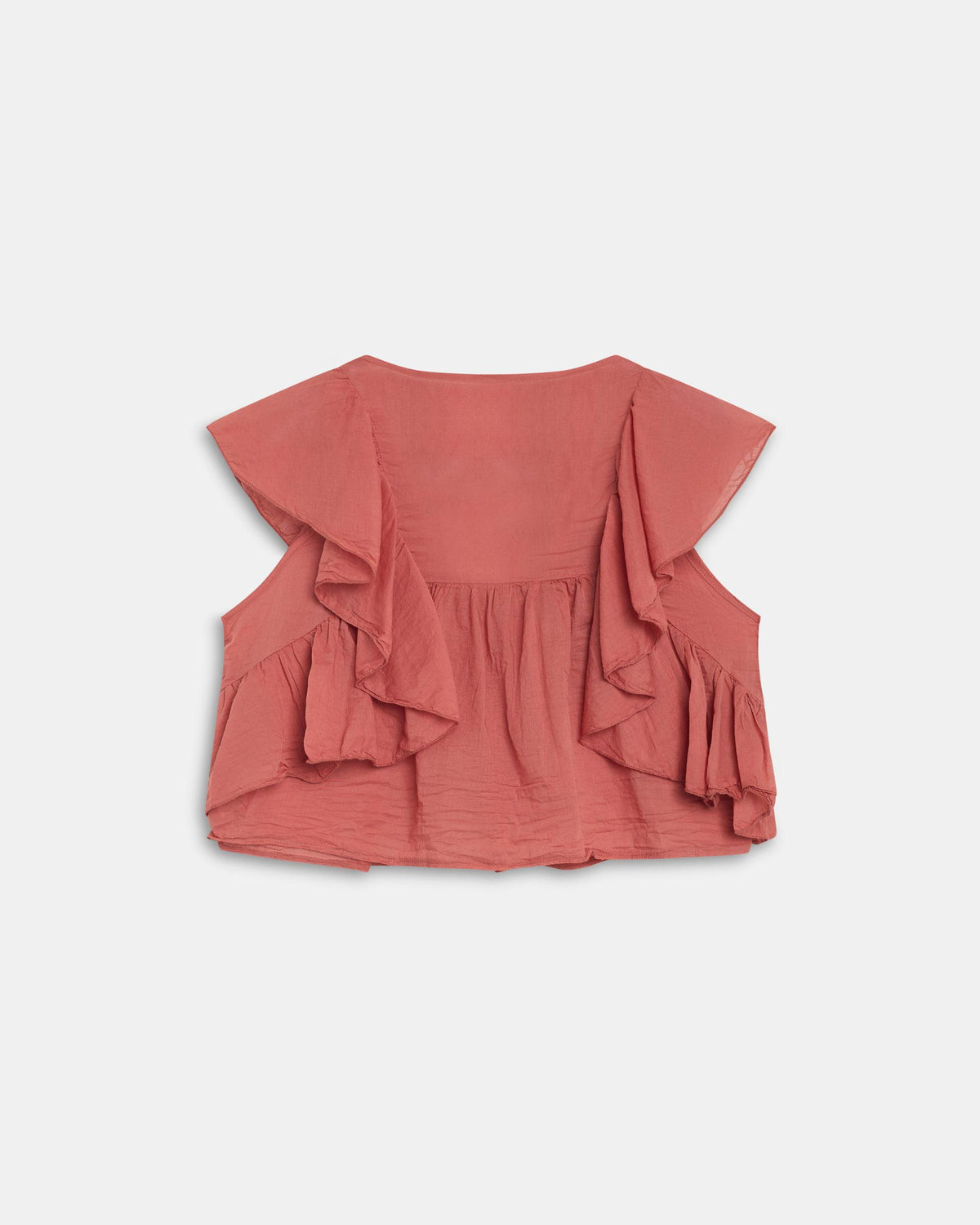 Blusa Botones Volantes Teja