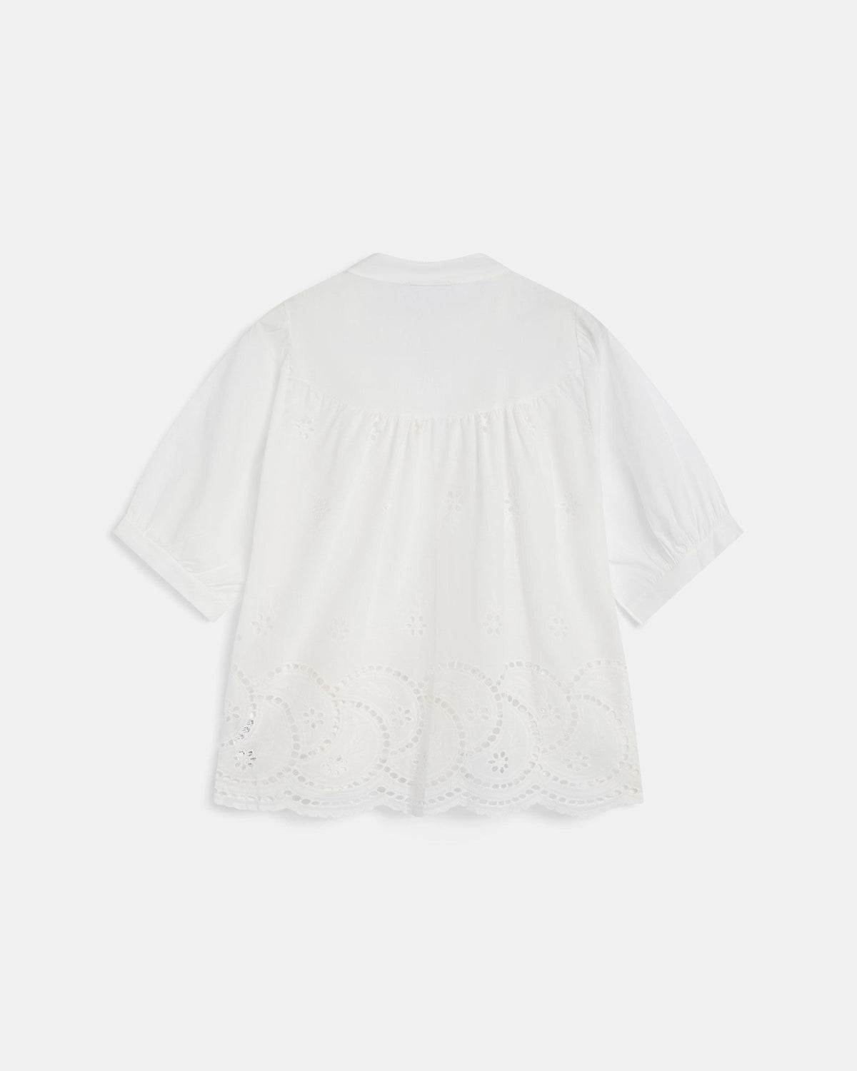 Blusa Manga Francesa Troquelados Blanca