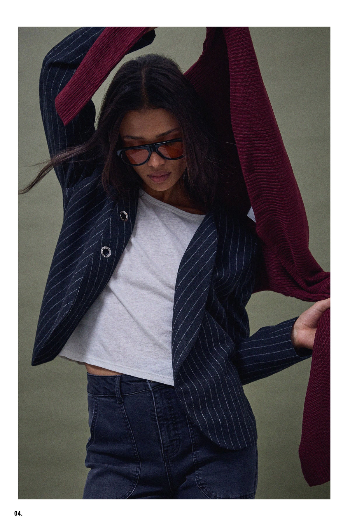 Chaqueta Botones Anillas Con Lana Antracita
