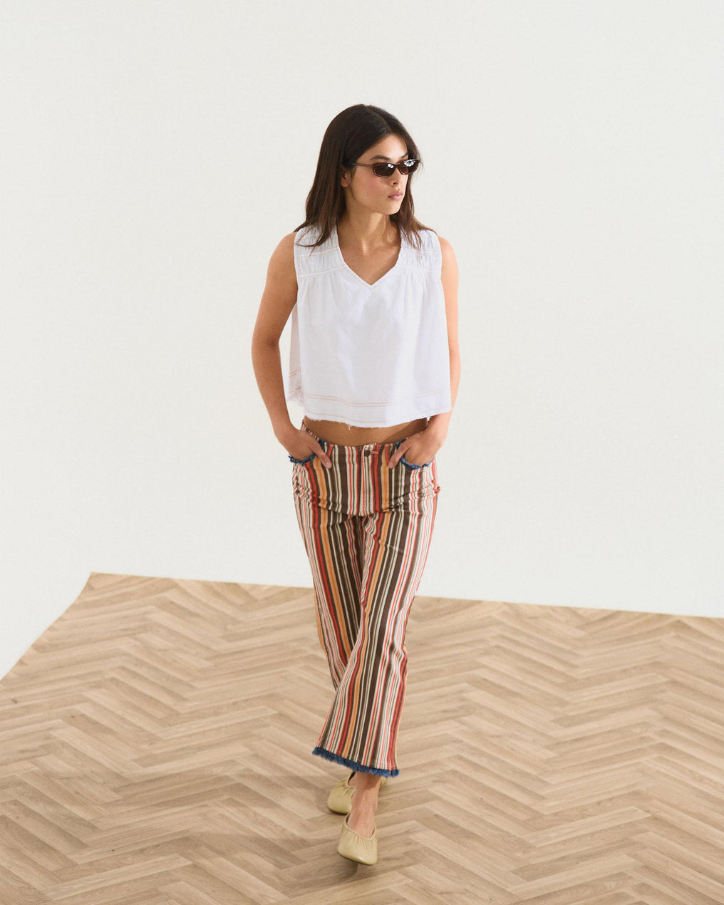 Jeans Desflecados Rayas Multicolor