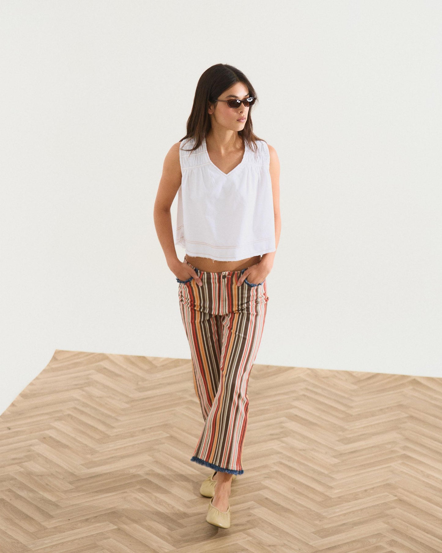 Jeans Desflecados Rayas Multicolor