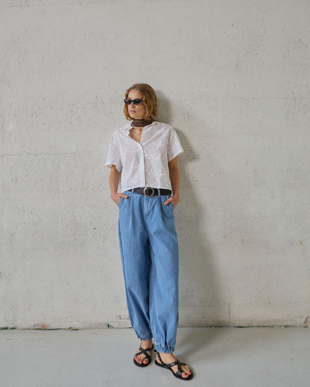 White Short Sleeve Shirt with Cut-Outs