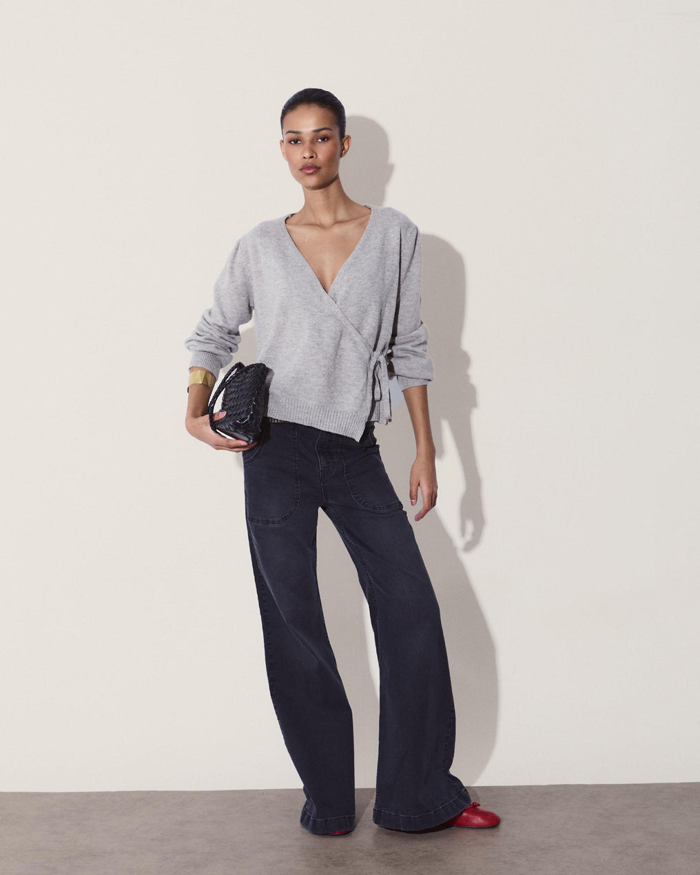 Jeans Botones Campana Negro