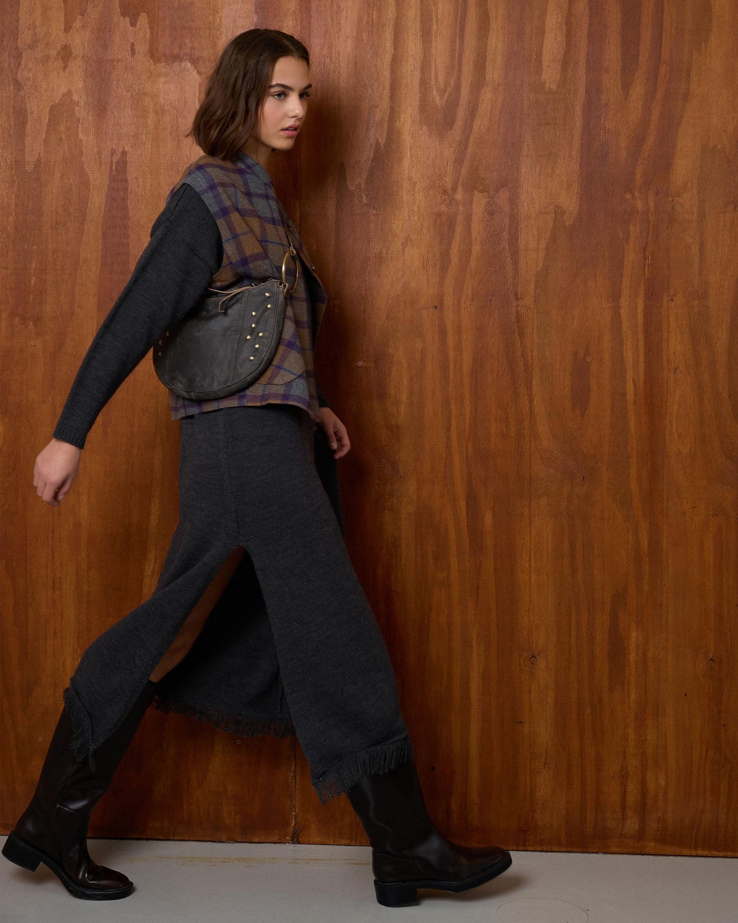 Vestido Punto Jaspeado Gris