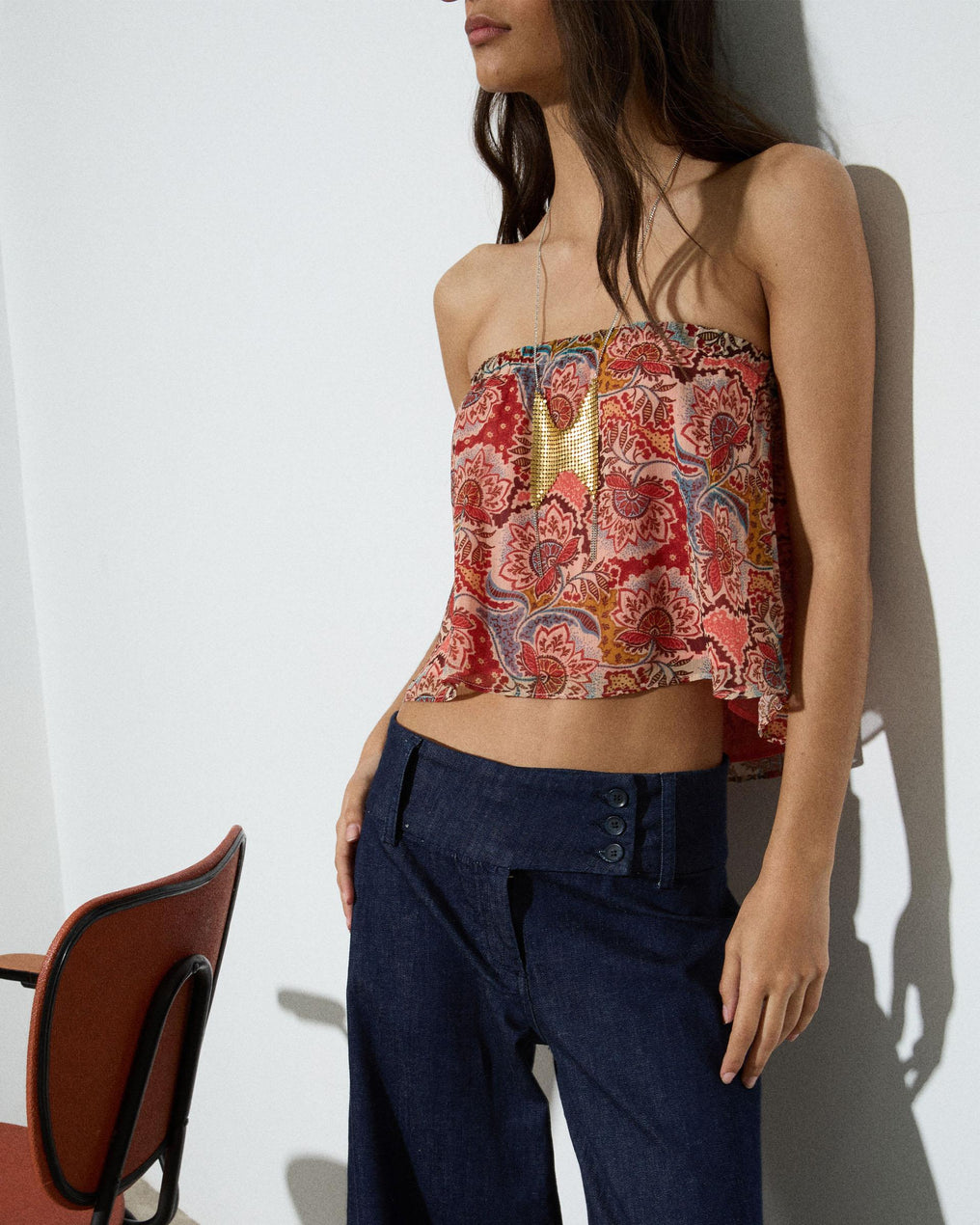 Top Bustier Imprimé Multicolore