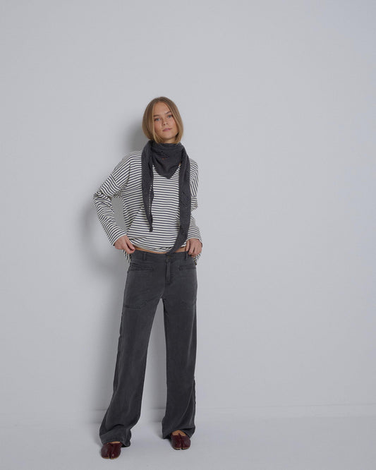 Camiseta Rayas Cuello Pico Blanco