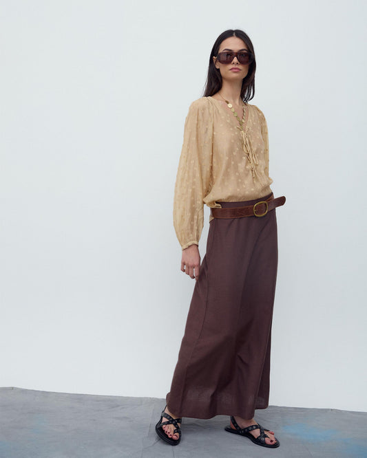 Blusa de Bolinhas com Laçada Cru