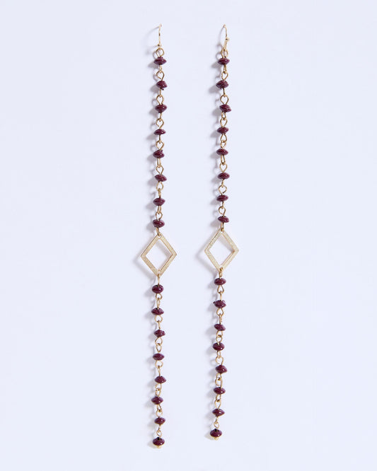 Pendientes Tiras Piedras Rombo Granate