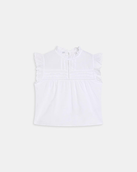 Blouse Manches Ajourées Blanc