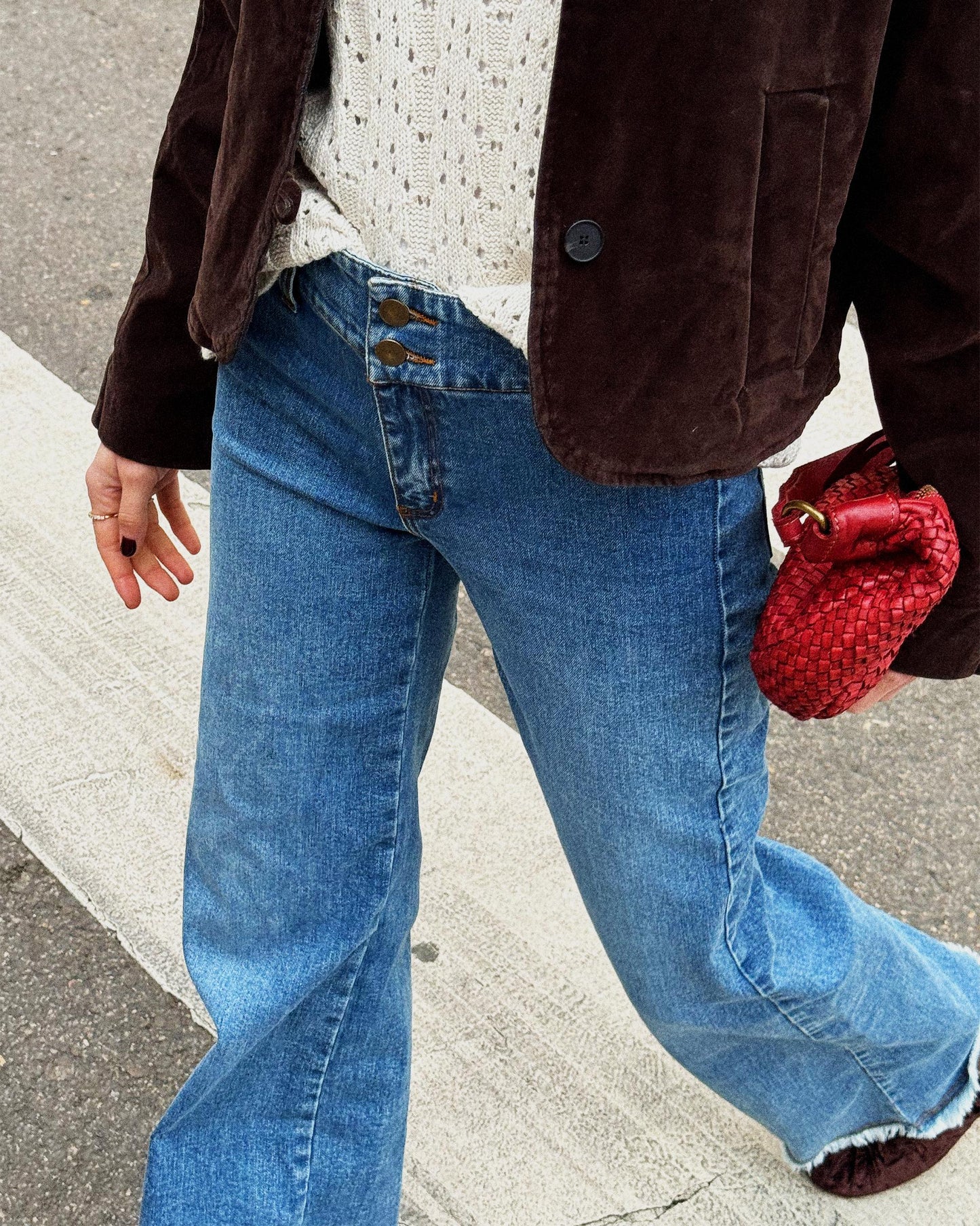 Jeans Cinturilla Doble Botón Azul