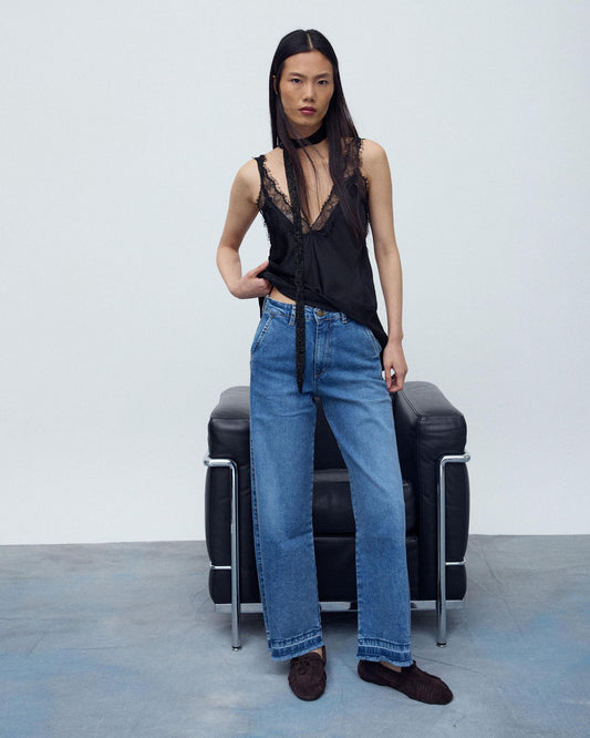 Jeans Ancho Recto Azul