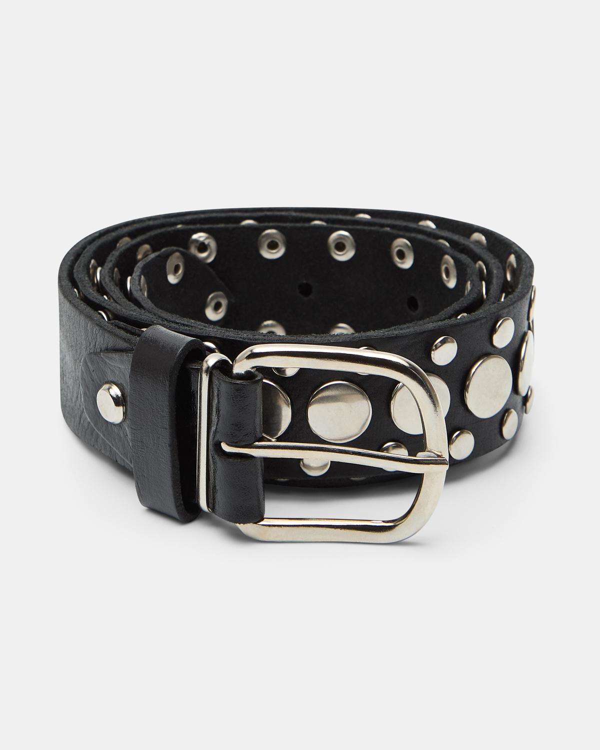 Cinturón Piel Tachuelas Dobles Negro