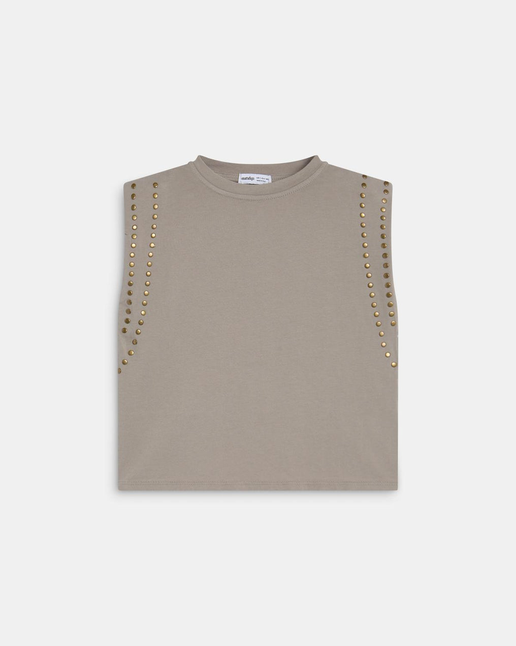 Camiseta Hombreras Tachuelas Taupe
