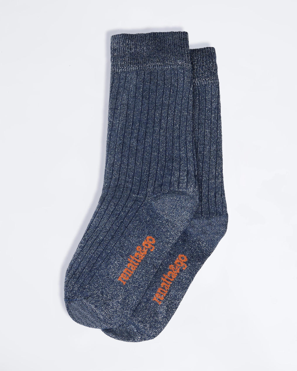 Dark Blue Lurex Mid-Calf Socks