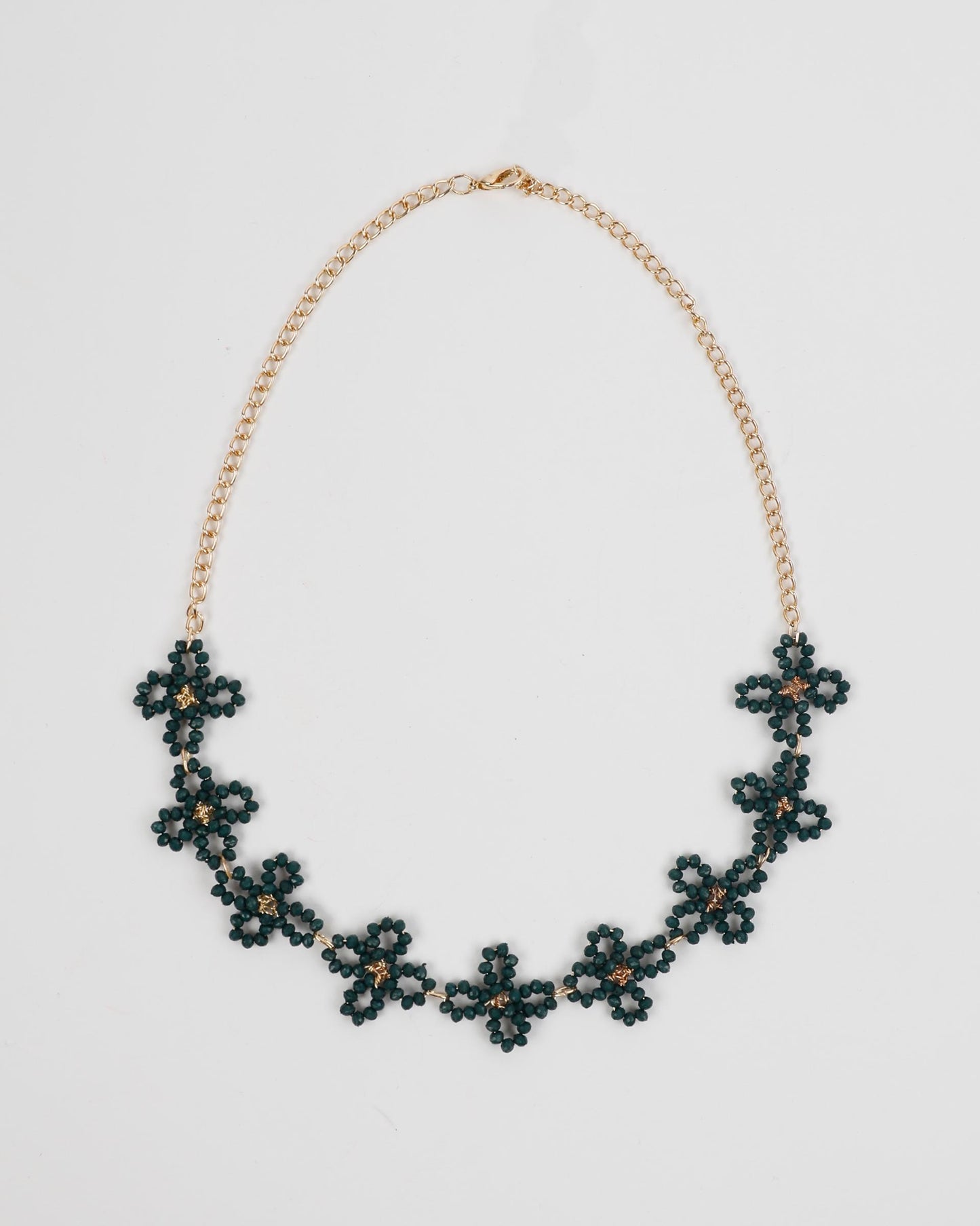 Green Flower Wire Necklace