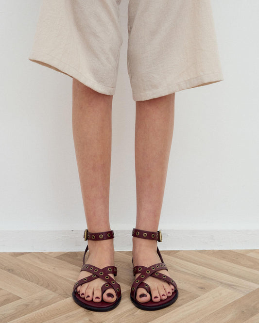 Maroon Eyelets Sandal