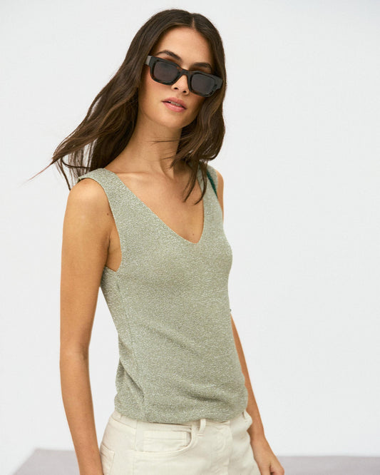 Top de Alças com Lurex Verde