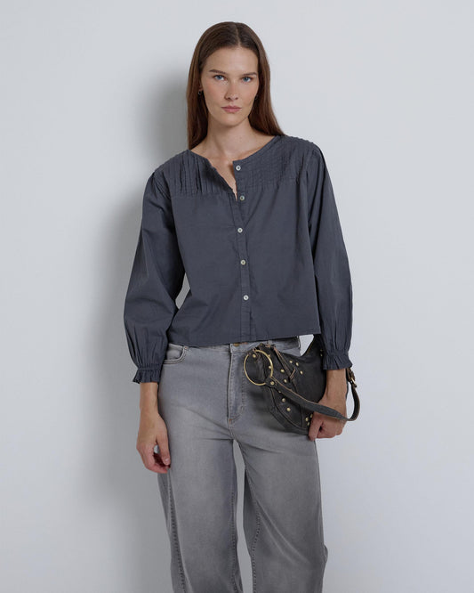 Anthracite Table Yoke Blouse